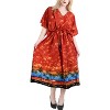 LA LEELA Women's House Daily Routine Evening Wear Loungewear Casual Long Kaftan Cover Up Slit Dress Maxi Dresses Caftans for Women 2X-3X Orange, Tree - 4 of 4