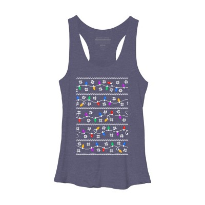 Women's Design By Humans Christmas Garland Lights Retro Pixel Pattern By R4Design Racerback Tank Top