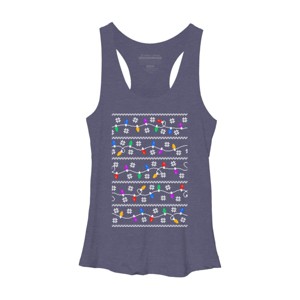 Women's Design By Humans Christmas Garland Lights Retro Pixel Pattern By R4Design Racerback Tank Top - 1 of 3