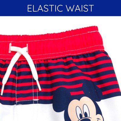 Disney Mickey Mouse Little Boys' Printed Elastic Waist Drawstring Board Shorts Navy Red 6 — фото 5