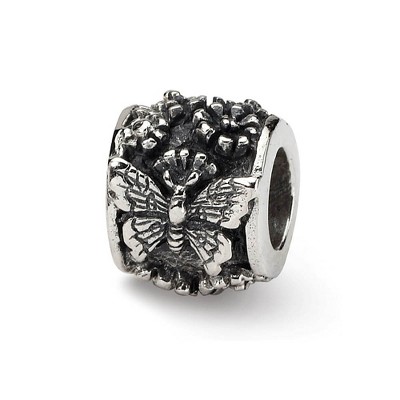 Black Bow Jewelry Sterling Silver Butterfly Barrel, Bali Bead Charm