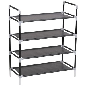 vidaXL Shoe Rack Black Metal Standard Shoe Rack Rectangular - 1 of 4