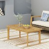 Vynxaria Patio Coffee Tables - 43" Rectangular Outdoor Table with Teak Finish - 3 of 4