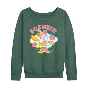 Women's - Disney - So Sweet Lightweight French Terry Wide Neck Long Sleeve Shirt - 1 of 4