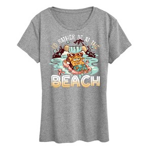 Women's - SpongeBob SquarePants - Rather Be At Beach Short Sleeve Graphic T-Shirt - 1 of 4