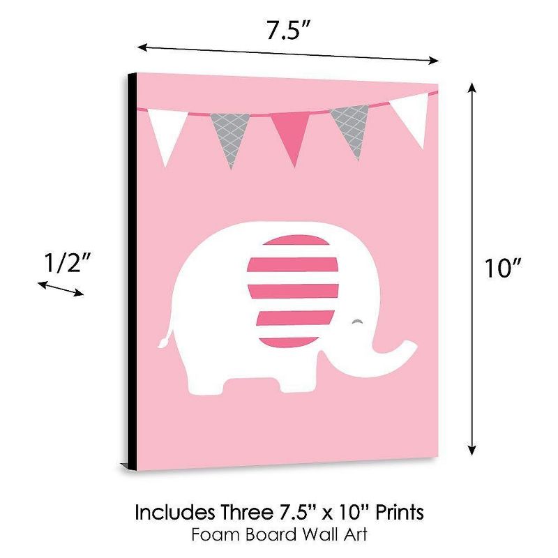 Big Dot of Happiness Pink Elephant - Baby Girl Nursery Wall Art and Kids Room Decorations - Gift Ideas - 7.5 x 10 inches - Set of 3 Prints, 5 of 8