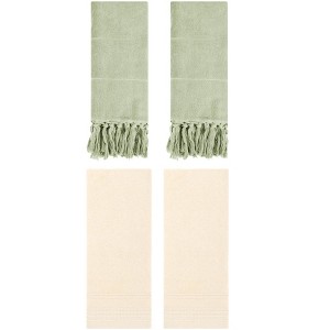 REGALWOVEN 4 Packs Striped and Tassels Hand Towels for Bathroom 14" x 30" - 1 of 4