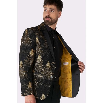 OppoSuits Men's Party Blazer - Christmas Holiday Outfit - Slim Fit - Black and Gold - Size 36 — фото 4
