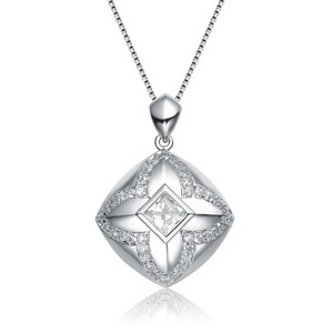 Guili Sterling Silver Cubic Zirconia Open -Shape Necklace - 1 of 2