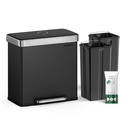 Songmics Kitchen Trash Can, 16 Gallon (2 X 8 Gallon) Dual Compartment ...