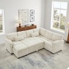 97" Chenille Upholstery 7-Seater Convertible L-Shaped Sectional Sofa with Pull-Out Bed, Storage Ottoman, and 2 Accent Pillows - 2 of 4