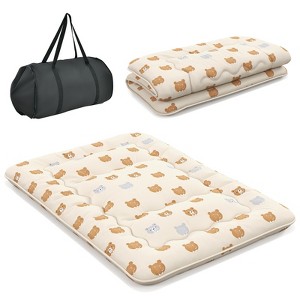 Costway Full/King/Queen/Twin Futon Mattress Japanese Floor Pad Washable Cover Carry Bag Brown Bear - 1 of 4
