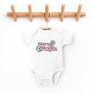 The Juniper Shop Stars and Stripes Distressed Baby Bodysuit - 1 of 2