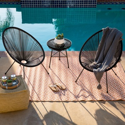 Black Acapulco 3-Piece Patio Bistro Set with Glass Table