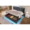 DOMETOUR King Upholstered Bed, LED Lights, Buttons/Apps/Remote, Hydraulic Storage, USB-C Charging, Gray Linen (No Mattress) - 2 of 4
