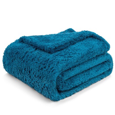 Sea Blue Sherpa Fleece Plush Throw Blanket 50x60