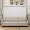 Full/Queen Size Murphy Bed with Folding Sofa, LED Foldable Bed Space Saving Hidden Wall Bed with Built-in Storage Shelves, Beige - ModernLuxe - 2 of 4