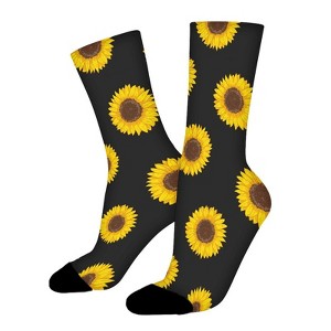 Seamless Sunflower Women Printed Crew Socks Funny Funky Socks Soft Polyester Novelty Gifts for Artists Men - 1 of 1