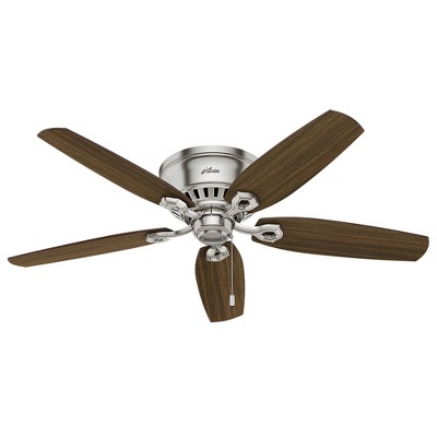 52" Brushed Nickel Low Profile Ceiling Fan with Lights