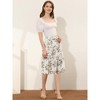Allegra K Women's Floral Print Smocked Elastic Waist Midi Flowy Tiered Ruffle Skirt - 3 of 4