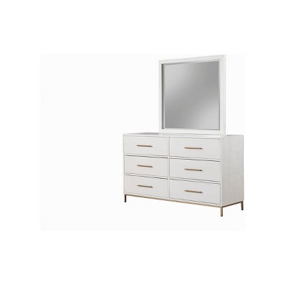 Contemporary Madelyn White Mahogany Dresser Mirror 40x37