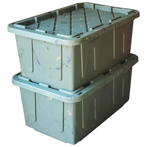 HOMZ 15 Gallon Durabilt Storage Bins, Pack of 2 Heavy Duty Plastic