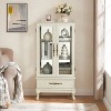 ORRD Lighted Curio Cabinet with Glass Doors, Antique White Display Cabinet with Adjustable Shelves & Drawer, Bulb Included - 4 of 4
