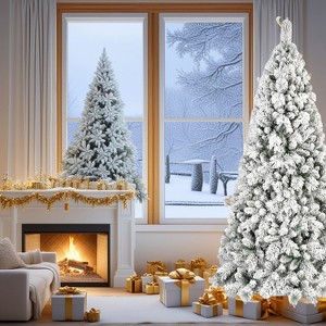 Resenkos Artificial 8ft Flock LED-lit Christmas Tree with 1445PVC/Hard Needle Mixed Branch Tips - 1 of 4