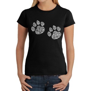 LA Pop Art Women's Word Art T-Shirt - Meow Cat Prints - 1 of 4