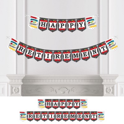 Big Dot of Happiness Teacher Retirement - Happy Retirement Party Bunting Banner - Party Decorations - Happy Retirement