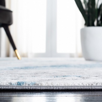 Chic Blue Synthetic 4'x6' Hand-Knotted Easy Care Area Rug