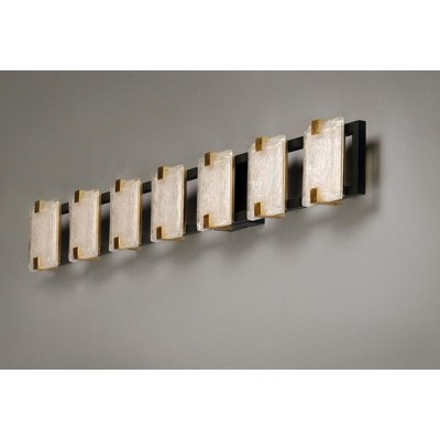 Radiant Black and Gold Leaf 7-Light Glass Vanity Fixture