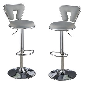 Sapphtopaz Modern Bar Stools Set of 2 PU Upholstered Counter Height Barstools with Chrome Base Adjustable Height Barstools for Kitchen Island - 1 of 4