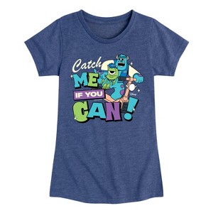 Girls' - Monsters Inc - Mike and Sulley Catch Me If You Can Fitted Short Sleeve Graphic T-Shirt - 1 of 4