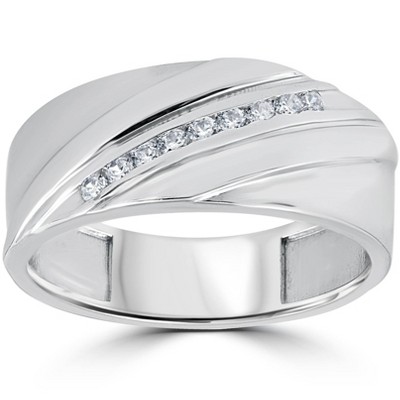 Pompeii3 1/6CT Mens Diamond Ring 10K White Gold
