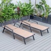 LeisureMod Marlin Patio Chaise Lounge Chair With Armrests in Black Aluminum Frame Set of 2 - 3 of 4