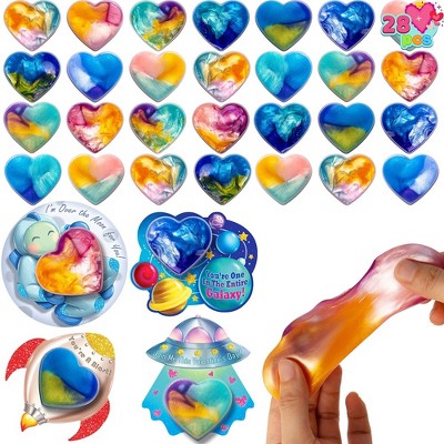 Joyin 28pcs Heart Shaped Galaxy Slime With Valentines Day Cards For  Kids-classroom Exchange Gifts : Target