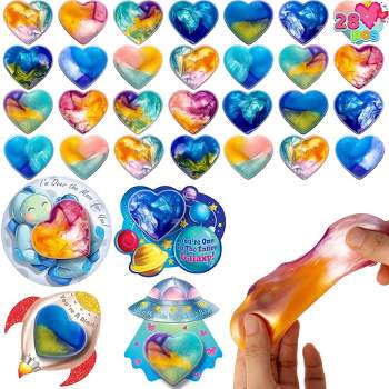 Syncfun 30 Pcs Valentines Slime Hearts with Cards Gifts for Kids,Valentines  Day Gifts for Kids Class,Valentine Treats for Kids,Classroom Exchange Gifts  