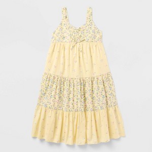 Girls' Adaptive Floral Midi A-Line Dress - Cat & Jack Yellow XS