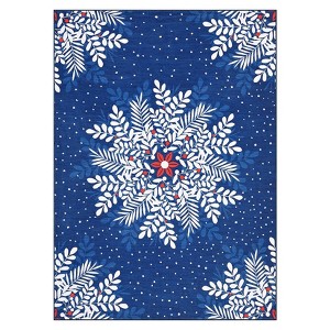 Christmas Snowflake Area Rug, Washable Non Slip Low Pile Soft Floor Carpet, Non-Shedding Throw Rug for Living Room, Bedroom - 1 of 4