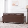 Classic 84''W Chesterfield PU Leather Sofa, 3-Seater/1-Seater Couch with Rolled Arms and Nailhead Trim for Living Room or Office – ModernLuxe - 3 of 4