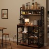 Bakers Rack with Power Outlet, Coffee Bar with Wire Drawer, Microwave Stand, Kitchen Baker Table with Large Storage - 4 of 4