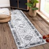 Washable Vintage Rug Non Slip Low Pile Rug Soft Throw Floor Cover Retro Medallion Foldable Indoor Carpet for Living Room Bedroom - 2 of 4