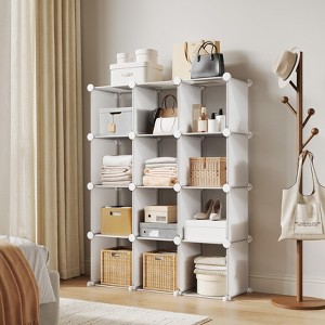 12-Cube Storage Organizer, Modular Stackable Shelving Unit with Anti ...