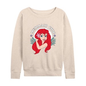Women's - Disney - Ariel Lightweight French Terry Wide Neck Long Sleeve Shirt - 1 of 4