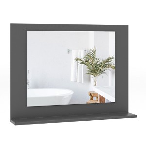 Tangkula Bathroom Mirror w/ Shelf 23.5" x 17.5" Rectangle Wood Frame Vanity Mirror - 1 of 4