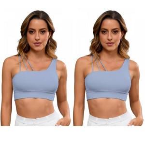 INSPIRE CHIC 2 Pcs Women's Three Spaghetti Thin Straps Asymmetrical Sports Bras - 1 of 4