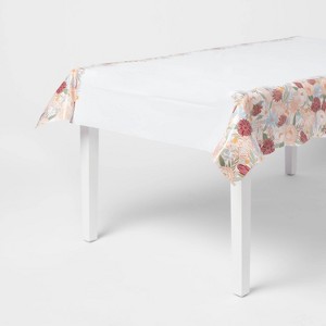 Rose Gold Floral Border Printed Table Cover 1ct - Spritz™ - 1 of 3