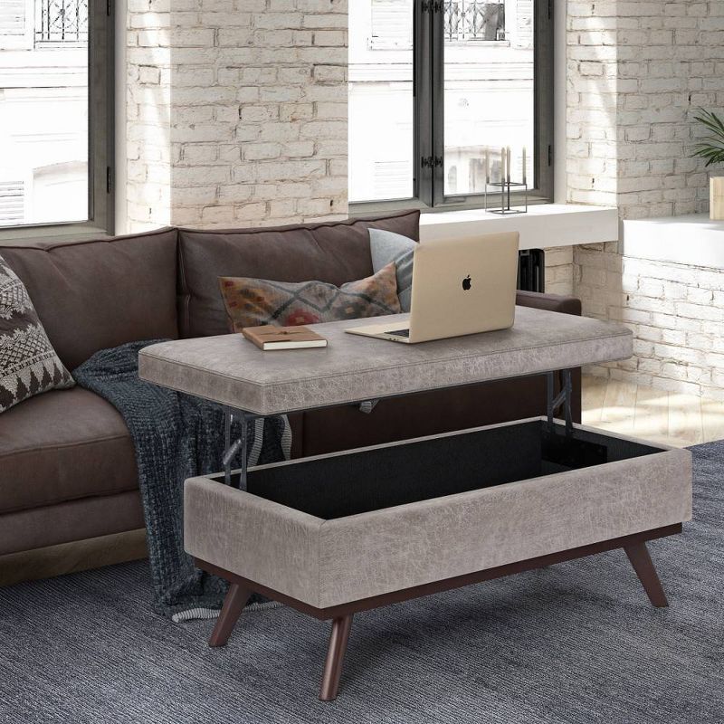 Large Ethan Lift Top Coffee Table Storage Ottoman - WyndenHall, 3 of 11