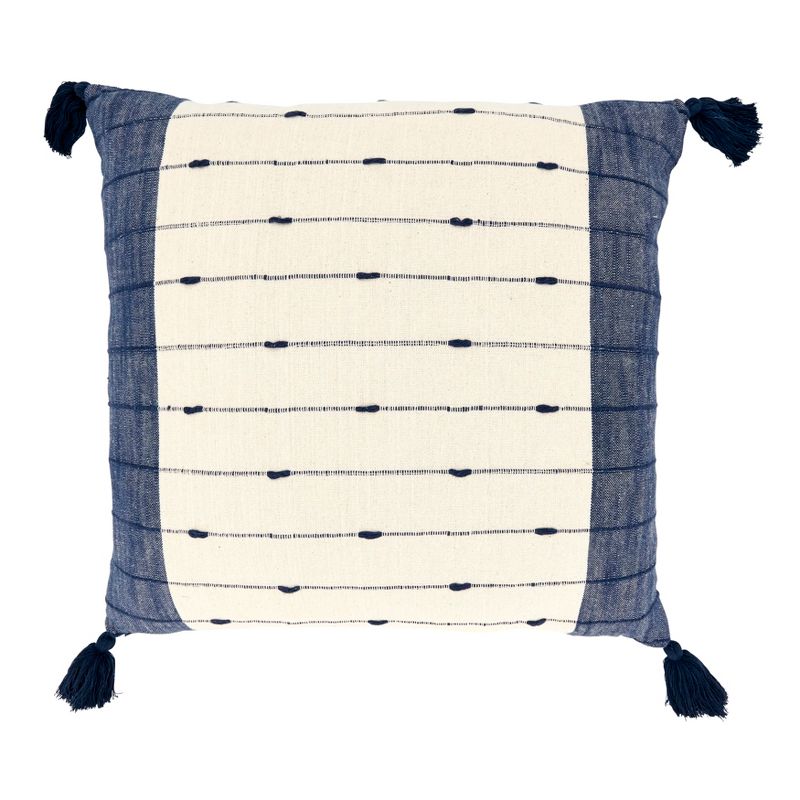 Saro Lifestyle Tassel Trim Stripe Poly Filled Throw Pillow, 1 of 4